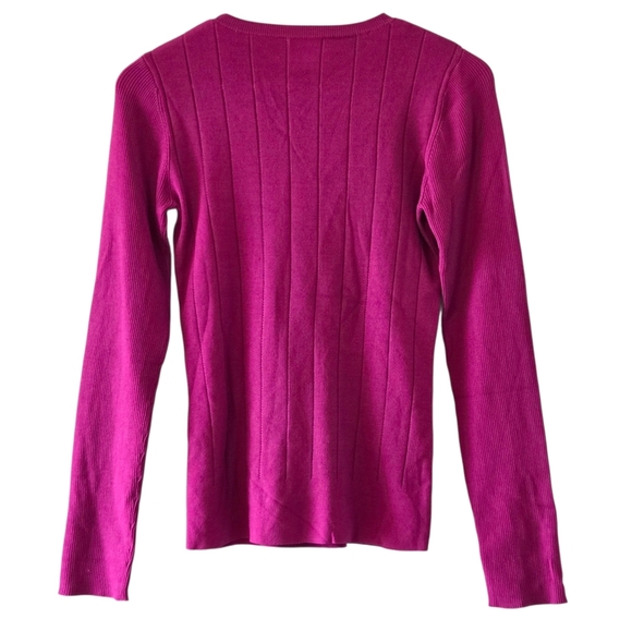 Adolfo Domínguez Magenta Ribbed Knit Sweater Women’s Small Long Sleeve Crew Neck - Picture 3 of 13